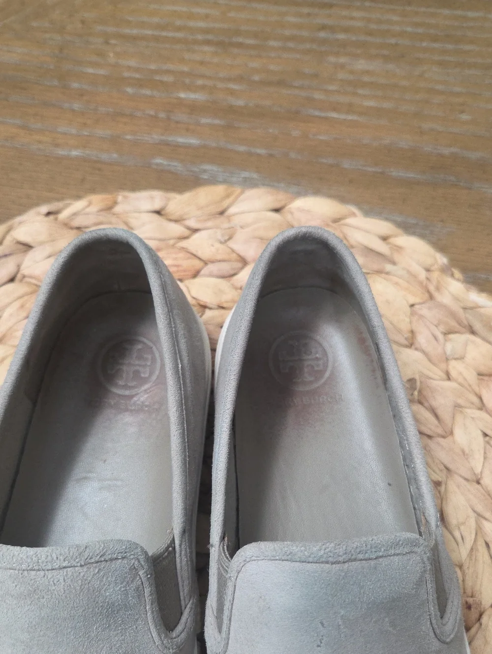 Tory Burch French Gray Kid Suede Jesse Slip On Sneakers Size 6M